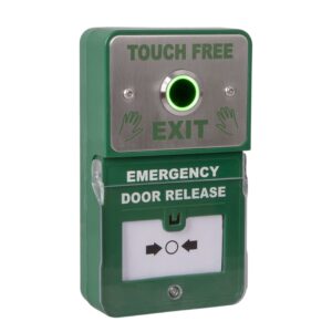Dual Unit - Combined Emergency Door Release and Stainless Steel "Touch Free Exit" Button
