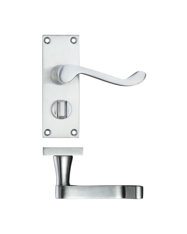 Project Victorian scroll lever on privacy backplate -114mm x 40mm
