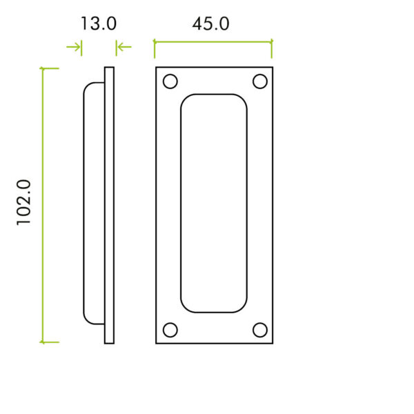 Flush Pull - 102 x 45mm 13mm Depth - Image 2