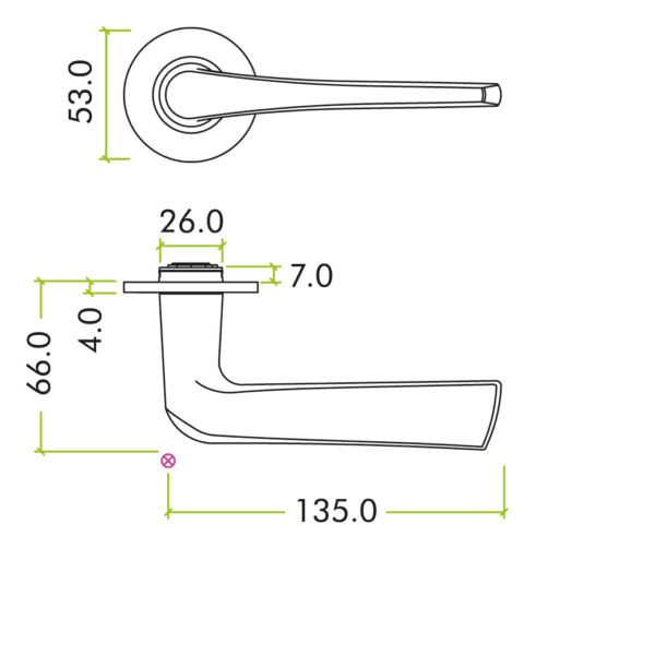 Como Lever on 4mm Round Slim Sprung Rose - Image 2