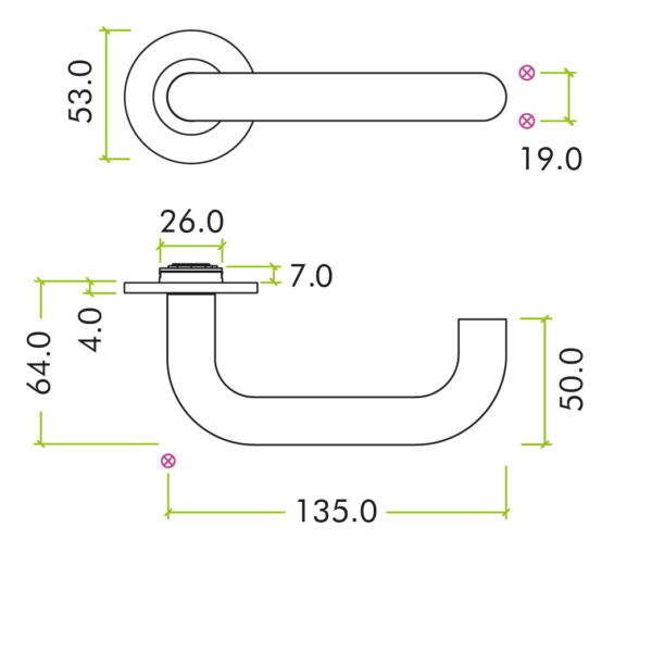 Maggiore Lever on 4mm Round Slim Sprung Rose - Image 2