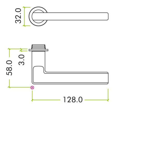 Varese Lever on 32mm Round Mini Rose - Image 2