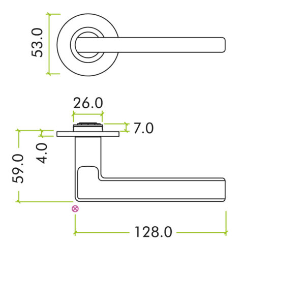 Varese Lever on 4mm Round Slim Sprung Rose - Image 2