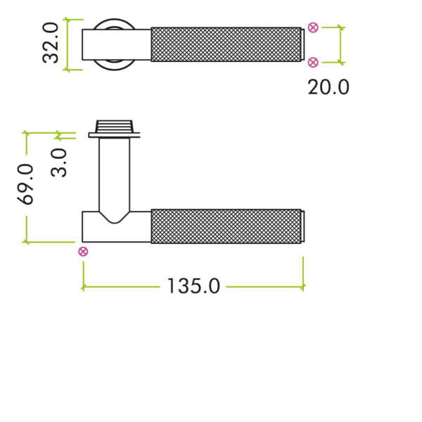 Orta Lever on 32mm Round Mini Rose - Image 2