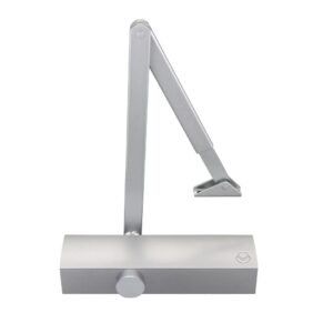 Size 2-5 Door Closer c/w Back Check & Delayed Action - Silver Flat Arm and Body (P.A Bracket Inc) Silver Semi Radiused Cover