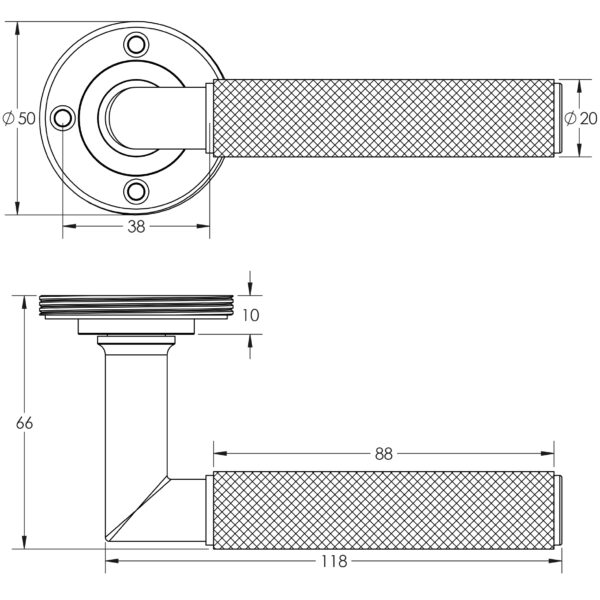Burlington Piccadilly Knurled Door Handles - Image 2