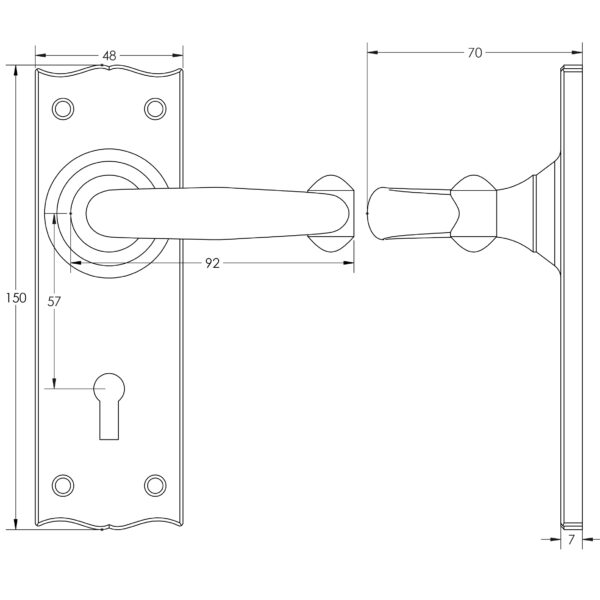 Antique Regal Suite Lever on Plate - Image 2