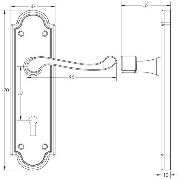 Antique Turnberry Suite Lever on Plate - Image 2