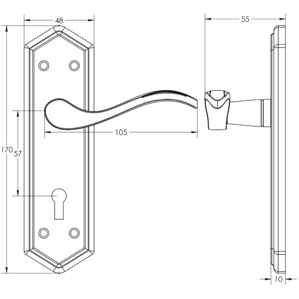 Antique Wentworth Suite Lever on Plate - Image 2