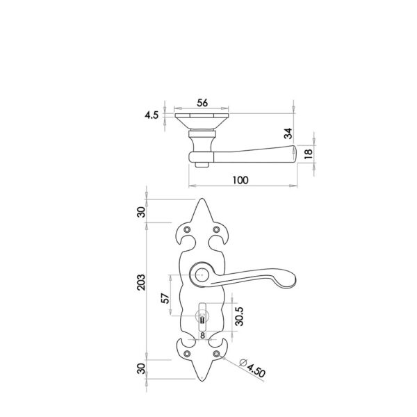 Antique Fleur De Lys Suite Lever on Plate - Image 2