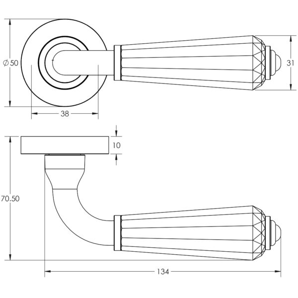 Jedo Natural Fluted Glass Door Handles - Image 2