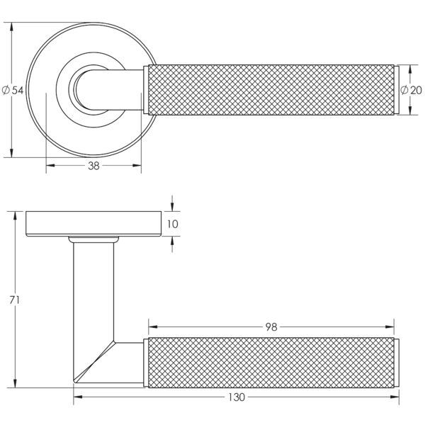 Three One Six Diamond Knurled Door Handle - Image 2
