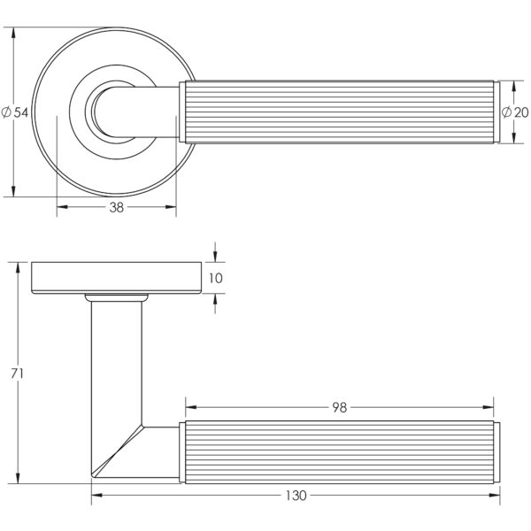 Three One Six Linear Knurled Door Handle - Image 2
