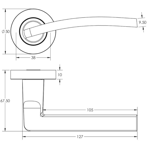 Nero Noir Door Handle on Rose - Image 2