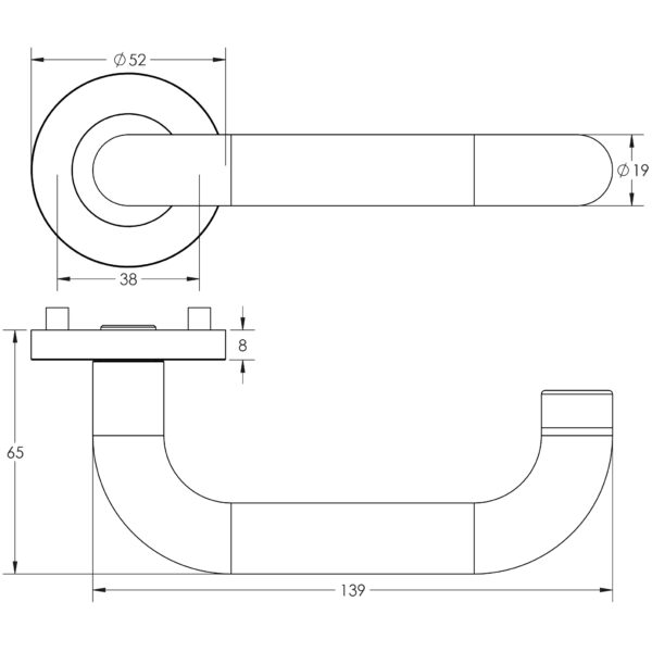 Stainless Steel Venus 19mm Door Handles - Image 2