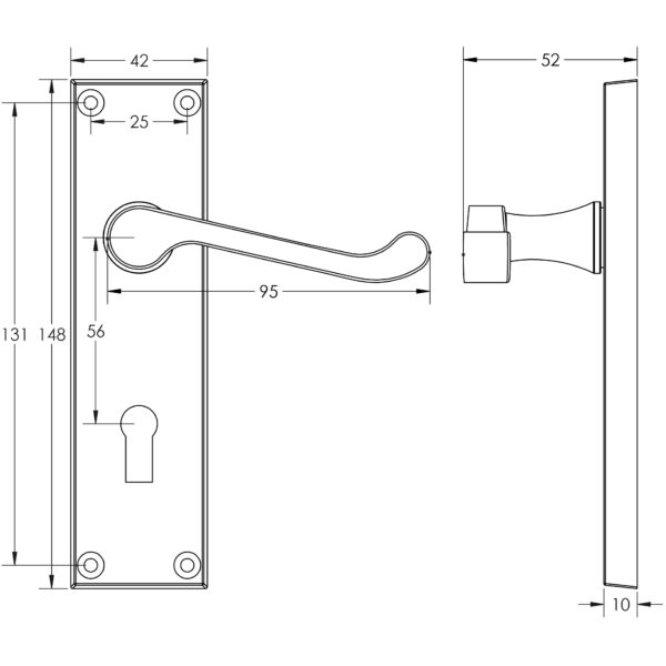 Jedo Victorian Scroll Lever on Plate - Image 2