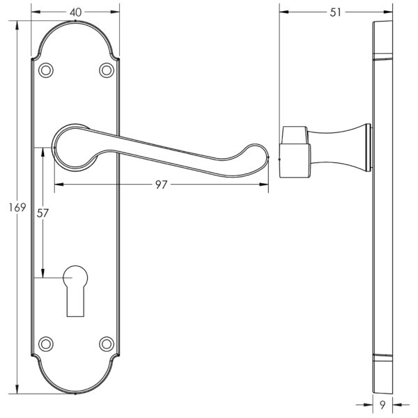 Jedo Epsom Suite Lever on Plate - Image 2