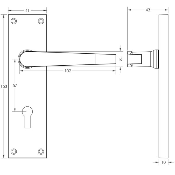 Jedo Victorian Straight Lever on Plate - Image 2