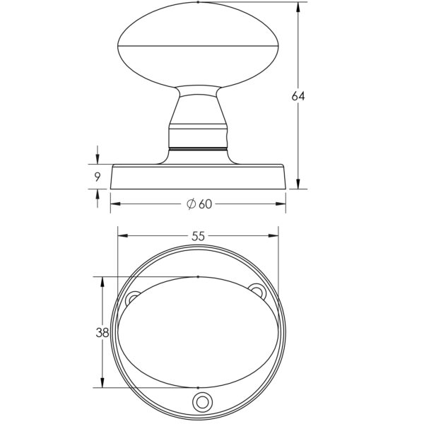 Jedo Kontrax Oval Mortice Door Knobs - Image 2